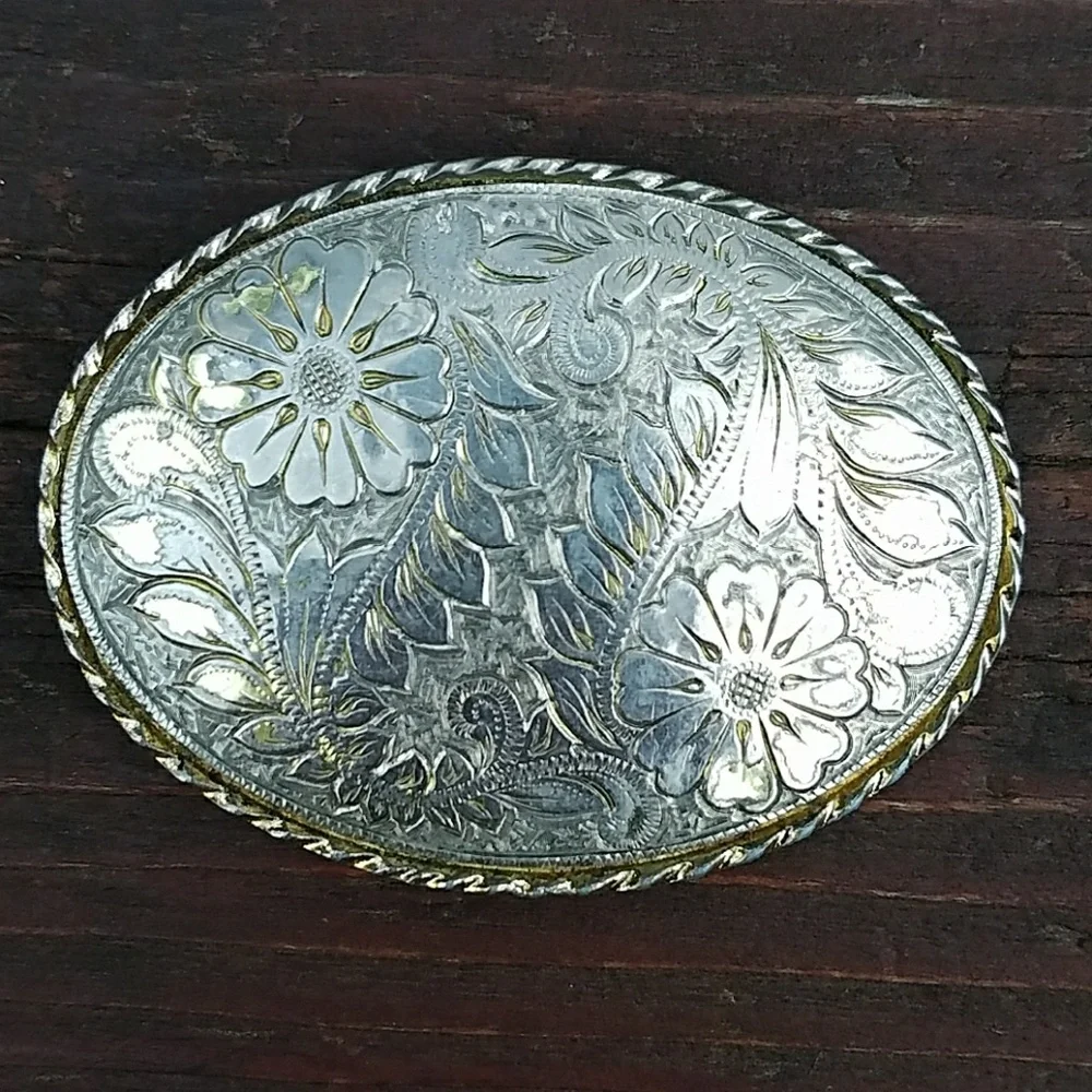 Vintage Floral Belt Buckle - MADE IN USA